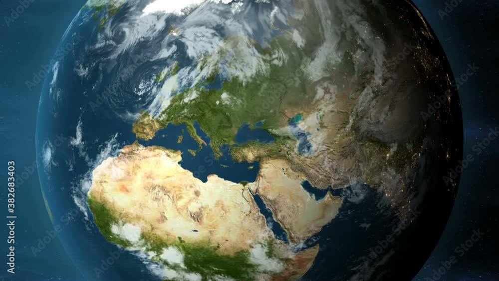 Earth Zoom out from Turkey to see the Earth from space Texture map courtesy of NASA. Stock ビデオ