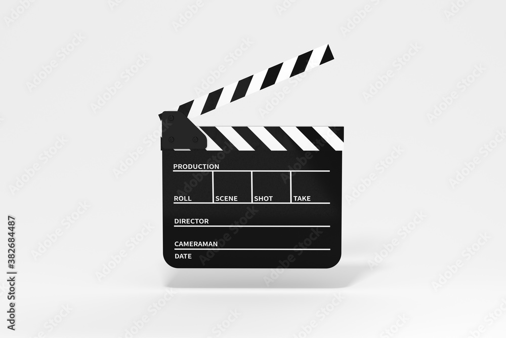 Clapper board with white background, 3d rendering.