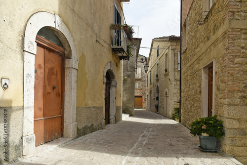 A narrow street among the old houses of Ferrazzano  a medieval village in the Molise region. 