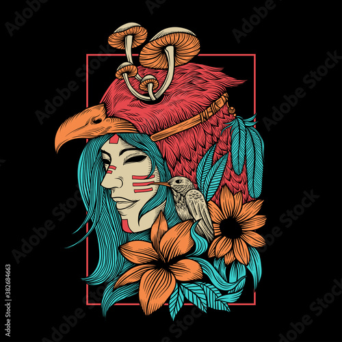 Tribal women colorfull illustration