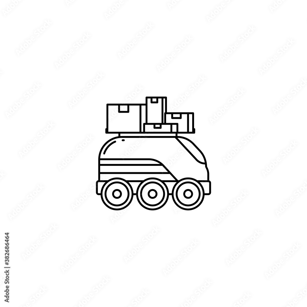 Drone with many packages line icon for online delivery application Drone with many packages line icon for online delivery application