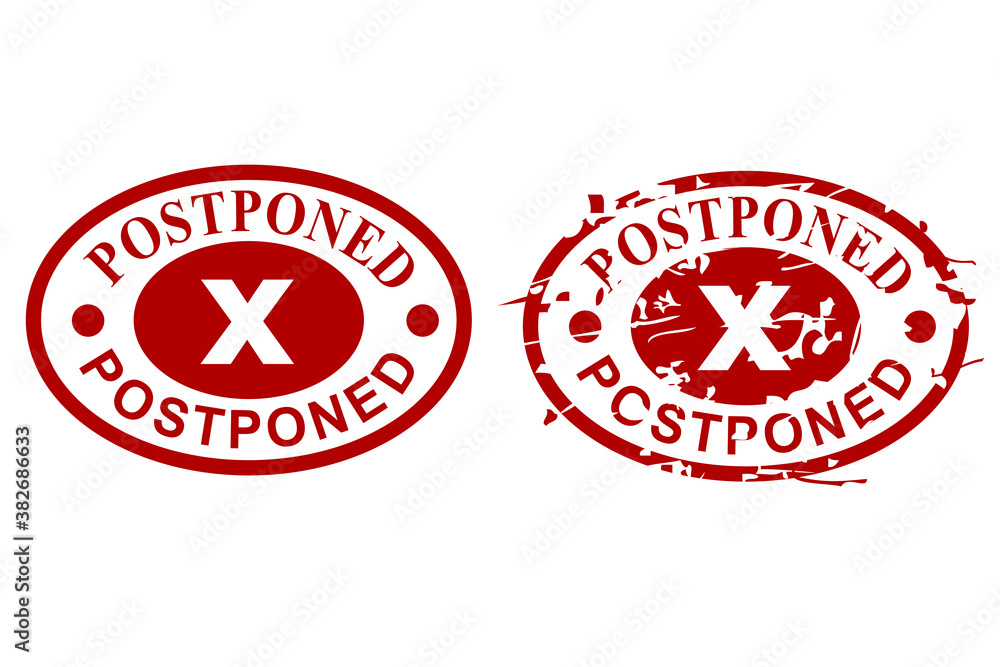 2 Style Ellipse Vector Red Grunge Rubber Stamp Effect, Postponed 2 Style Ellipse Vector Red Grunge Rubber Stamp Effect, Postponed
