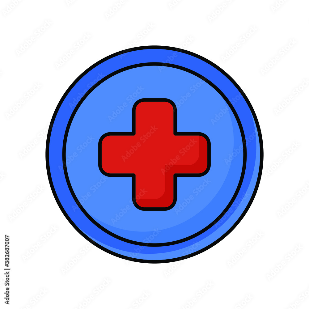 Medical Badge for Hospital flat line icon Medical Badge for Hospital flat line icon