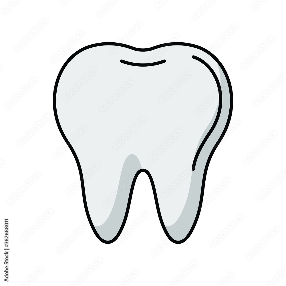 Tooth on white background flat line icon Tooth on white background flat line icon