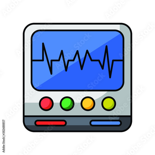 Heartbeat on monitor flat line icon