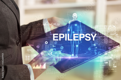 Electronic medical record with EPILEPSY inscription, Medical technology concept