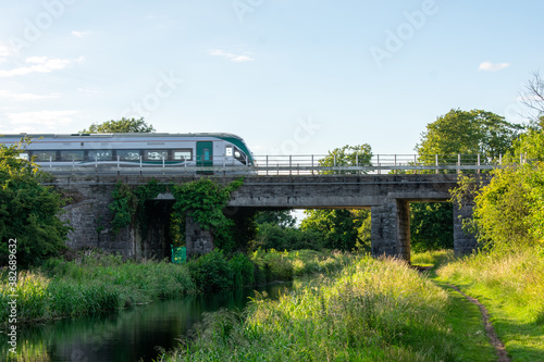 Train Passing Over Ancient Canal Bridge, Ireland