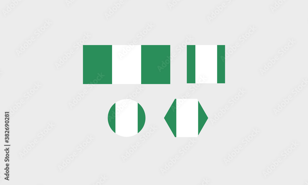 Nigeria flag set shape symbol vector illustration Nigeria flag set shape symbol vector illustration