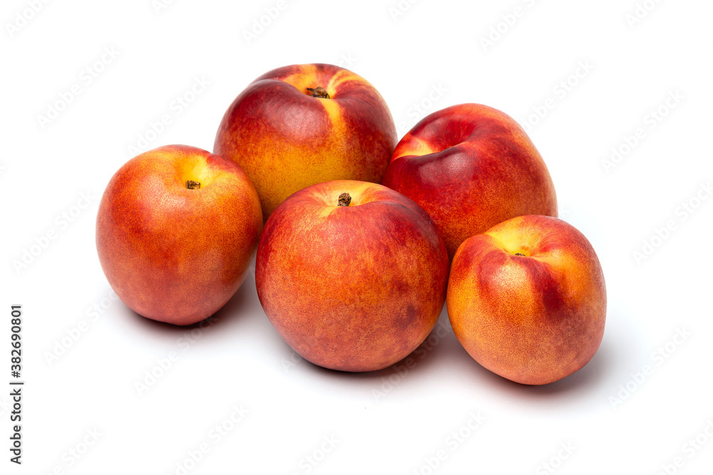 fresh juicy nectarines on a white background fresh juicy nectarines on a white background
