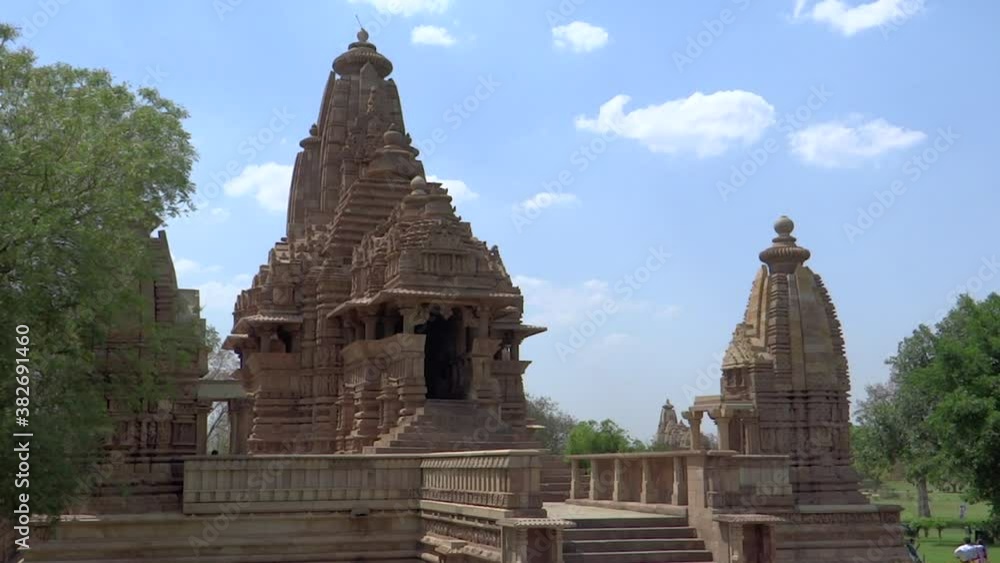 Wide, one of the Khajuraho Temples on a sunny day, India Wide, one of the Khajuraho Temples on a sunny day, India