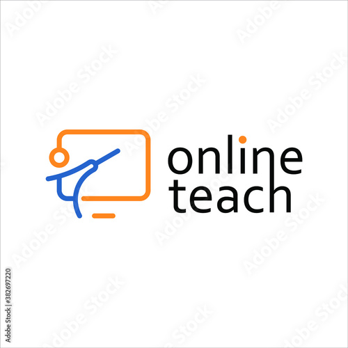 online teach logo design template modern line art vector for education and technology inspiration