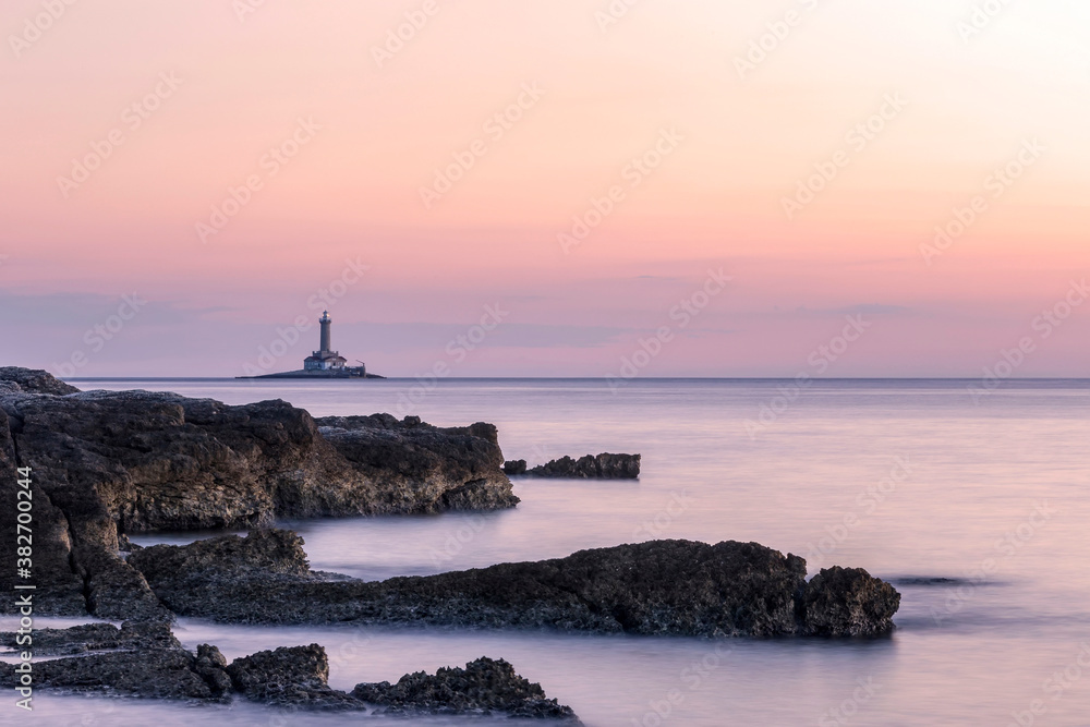 Lighthouse Porer at sunset, Cape Kamenjak, Istria, Croatia
