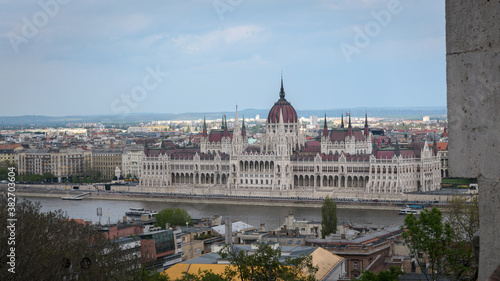 Budapest city skyline with the Hungarian Parliament and Danube River on a cloudy day, Budapest, Hungary © JMDuran Photography