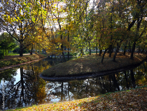 autumn landscape in the park, Tavrichesky Garden in St. Petersburg, Russia photo