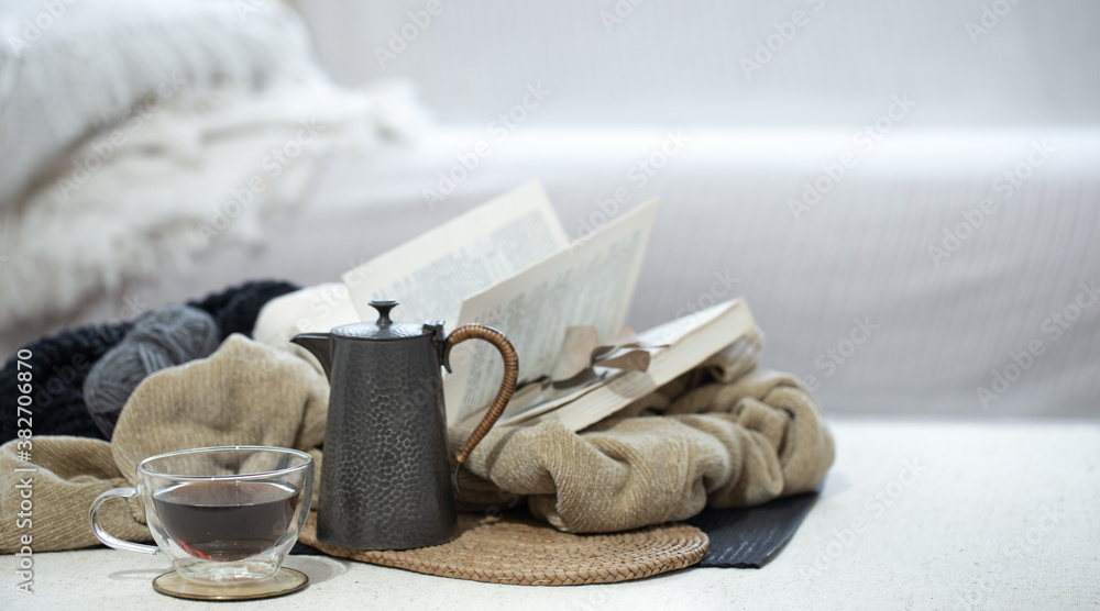 Still life of home comfort and warmth. Autumn concept Still life of home comfort and warmth. Autumn concept
