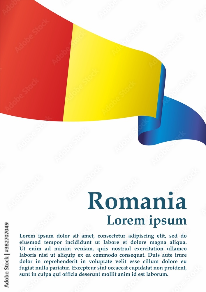 Obraz premium Flag of Romania, Romania. Template for award design, an official document with the flag of Romania. Bright, colorful vector illustration.