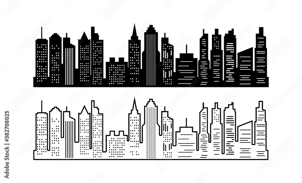 Fototapeta premium City or Cityscape Set Illustration Isolated Vector