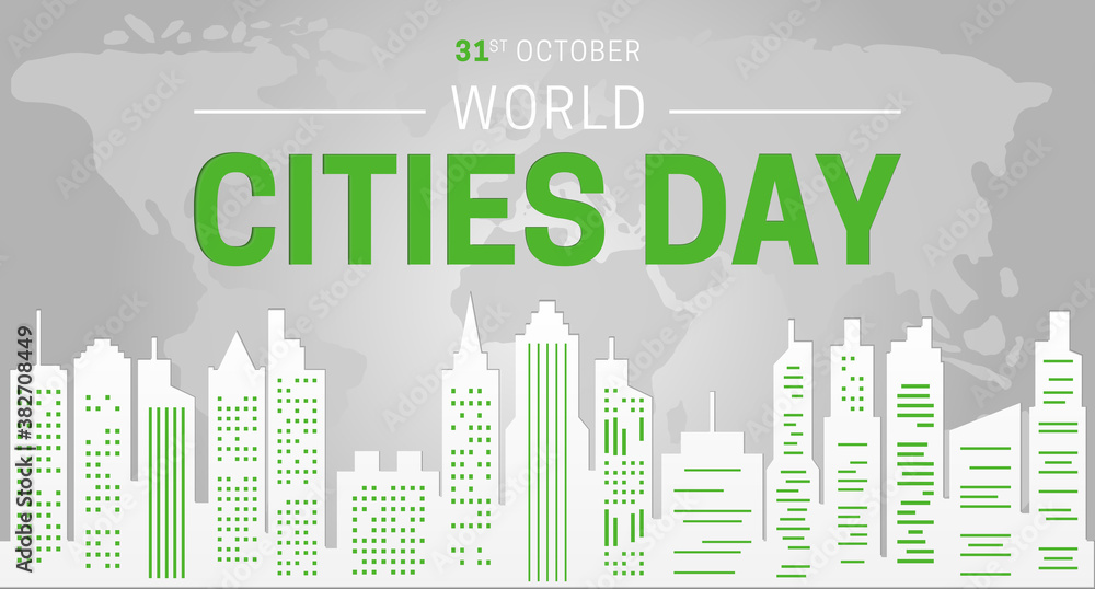 World Cities Day Modern Green Background Illustration