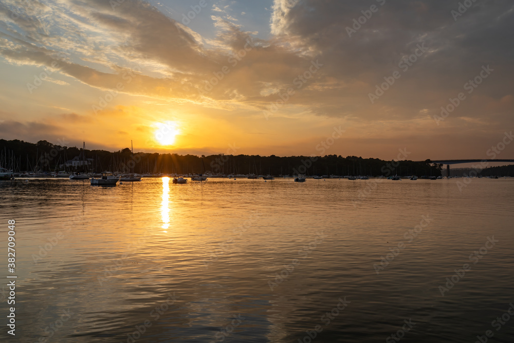 Naklejka premium Sunset on Odet River, Benodet, Finistere, Brittany, France
