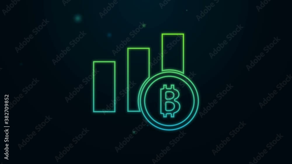 Glowing neon line Pie chart infographic bitcoin icon isolated on black background. Diagram chart sign. 4K Video motion graphic animation Glowing neon line Pie chart infographic bitcoin icon isolated on black background. Diagram chart sign. 4K Video motion graphic animation