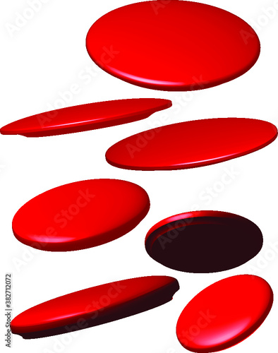 Red Frisbeees Set viewed at different Angles