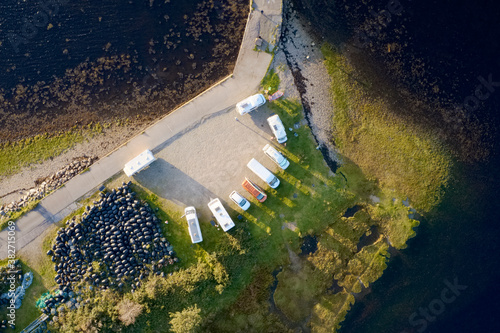 Mobile home caravans parked by tourist travellers at Taynuilt Scotland photo