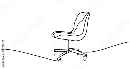 Continuous one line drawing. Office chair. Linear style. continuous single drawn one line armchair furniture hand-drawn picture silhouette. Line art. doodle.