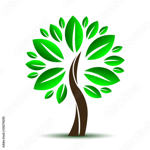 Leafy tree, eco sign icon – vector