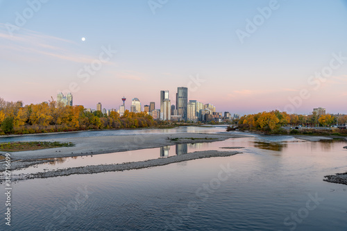 Calgary s skyline along the Bow River in autumn.