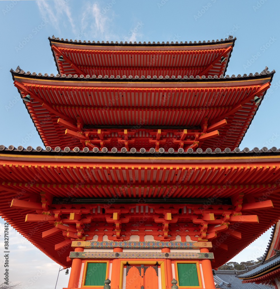 Red shrine gate, Kyoto, Japan, December 17, 2018 Red shrine gate, Kyoto, Japan, December 17, 2018