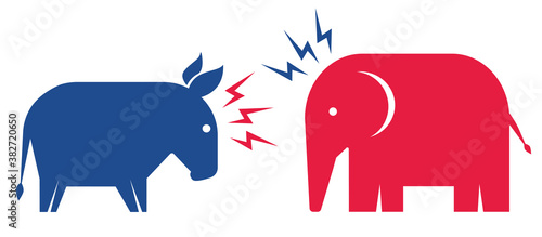 Donkey and elephant. Elections 2020.
