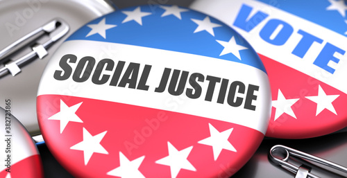 Slika na platnu Social justice and elections in the USA, pictured as pin-back buttons with Ameri