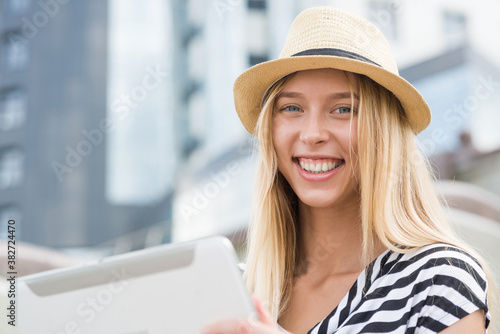 Girl using tablet pc