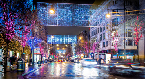 Oxford street in London at Christmas time photo