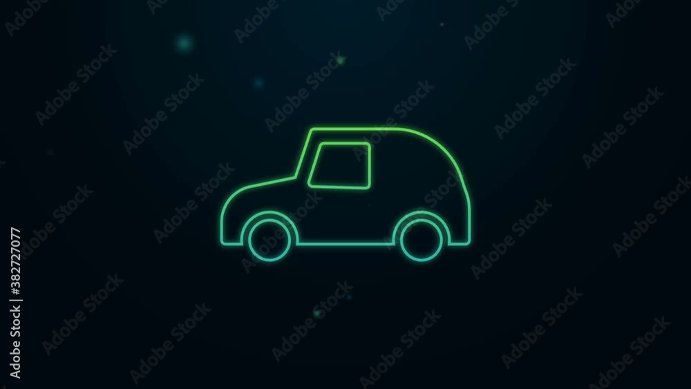 Glowing neon line Toy car icon isolated on black background. 4K Video motion graphic animation Glowing neon line Toy car icon isolated on black background. 4K Video motion graphic animation