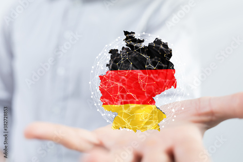 Abstract of germany map network  internet and global connection concept  Wire Frame 3D