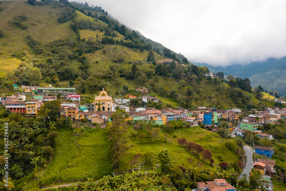 Fototapeta premium Little town at the outskirts of Medellin called San Sebastian de Palmitas