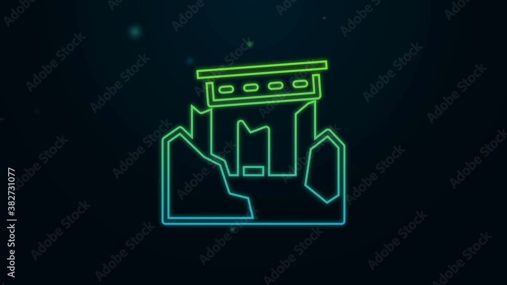 Glowing neon line Ancient ruins icon isolated on black background. 4K Video motion graphic animation Glowing neon line Ancient ruins icon isolated on black background. 4K Video motion graphic animation