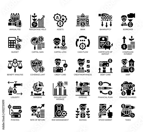Set of financial literacy thin line and pixel perfect icons for any web and app project.