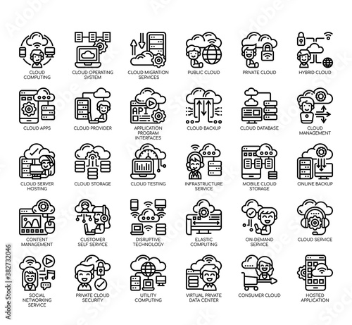 Set of cound service thin line and pixel perfect icons for any web and app project.