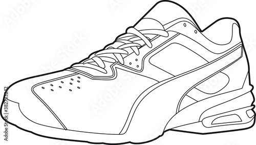 Professional Sneaker Vector / Line Drawing. Icon, Logo, Design, Element