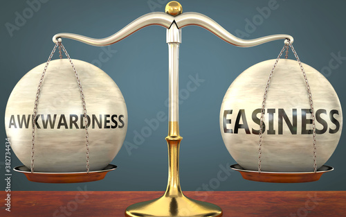 Bilde på lerret awkwardness and easiness staying in balance - pictured as a metal scale with wei
