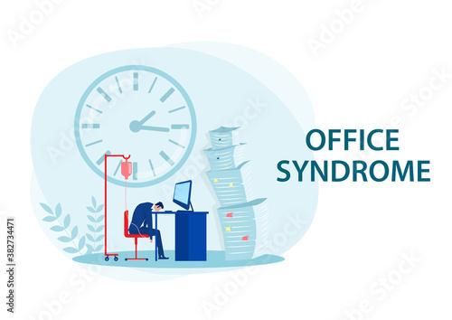 Tired businessman at office with office syndrome health concept