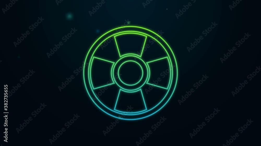 Glowing neon line Casino chip icon isolated on black background. Casino gambling. 4K Video motion graphic animation Glowing neon line Casino chip icon isolated on black background. Casino gambling. 4K Video motion graphic animation