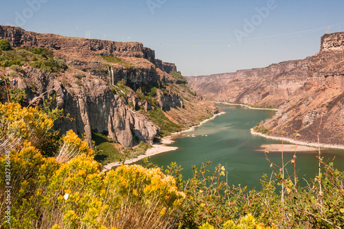 Snake river landscape viewed from above, in sunny summer day. Twin Falls, Idaho