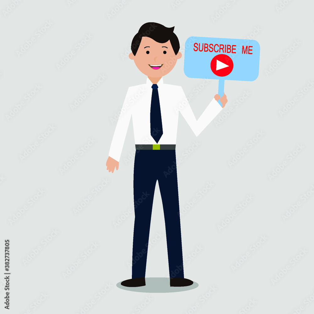  Illustration Vector Graphic Of Flat man Subscribe Me
