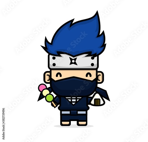 kid ninja eat dango and onigiri