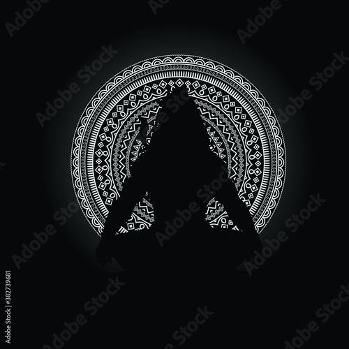 Lord mahadev vector graphic trendy silhouette design with mandala background, lord Shiv graphic trendy tattoo or tshirt design art. photo