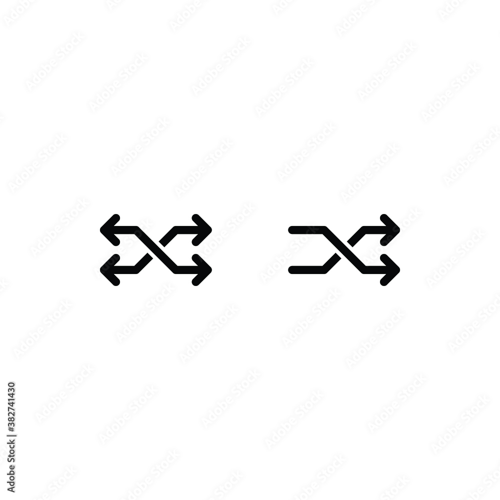 Shuffle Icon Logo Illustration Vector Isolated. Arrow and Navigation Icon-Set. Suitable for Web Design, Logo, App, and UI. Editable Stroke and Pixel Perfect. EPS 10.