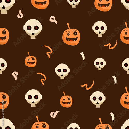 Halloween Seamles Pattern with cute, funny, sweet and creepy characters, perfect for gift wraps and covers, fabric